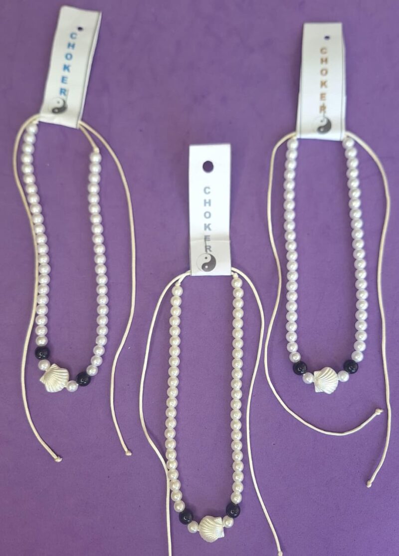 Collar Choker regulable de perlas c/ostras - Imagen 2
