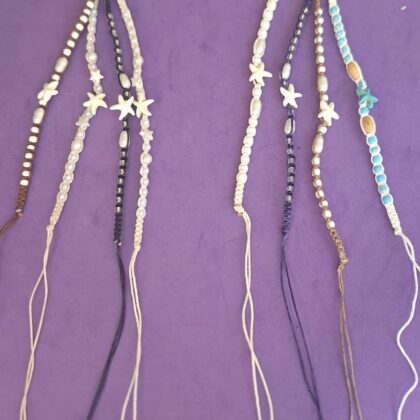 Tobillera Macramé c/perlas y estrellitas x4