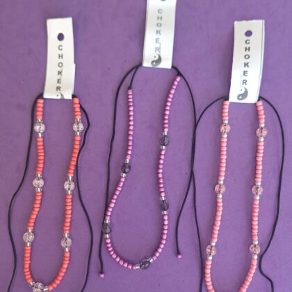 Collar Choker de mostacilla y perla facetada